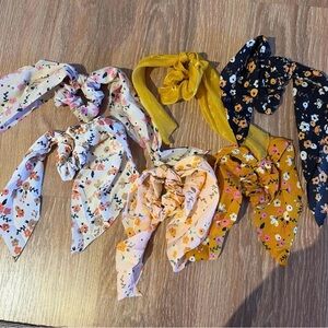 Floral Bow Scrunchie Set with Tails - Mixed Colors